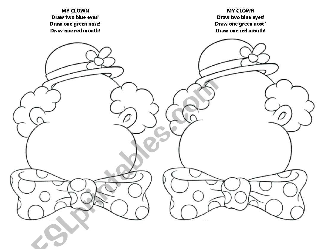 Clown с английского на русский. Parts of the face клоун раскраска. Clown face Worksheet. Clowns face for Kids Worksheets.